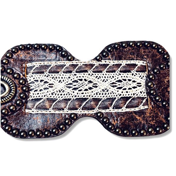 Leatherock USA 7267 Wide Stretch Waist Belt Brown Leather Bronze Buckle Boho L - Picture 8 of 16